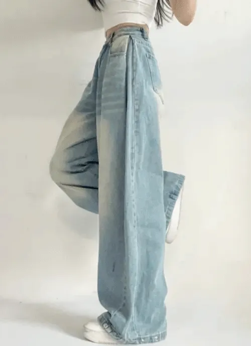 ボタンへヘムサイドタックワイドデニムパンツ | 詳細画像1