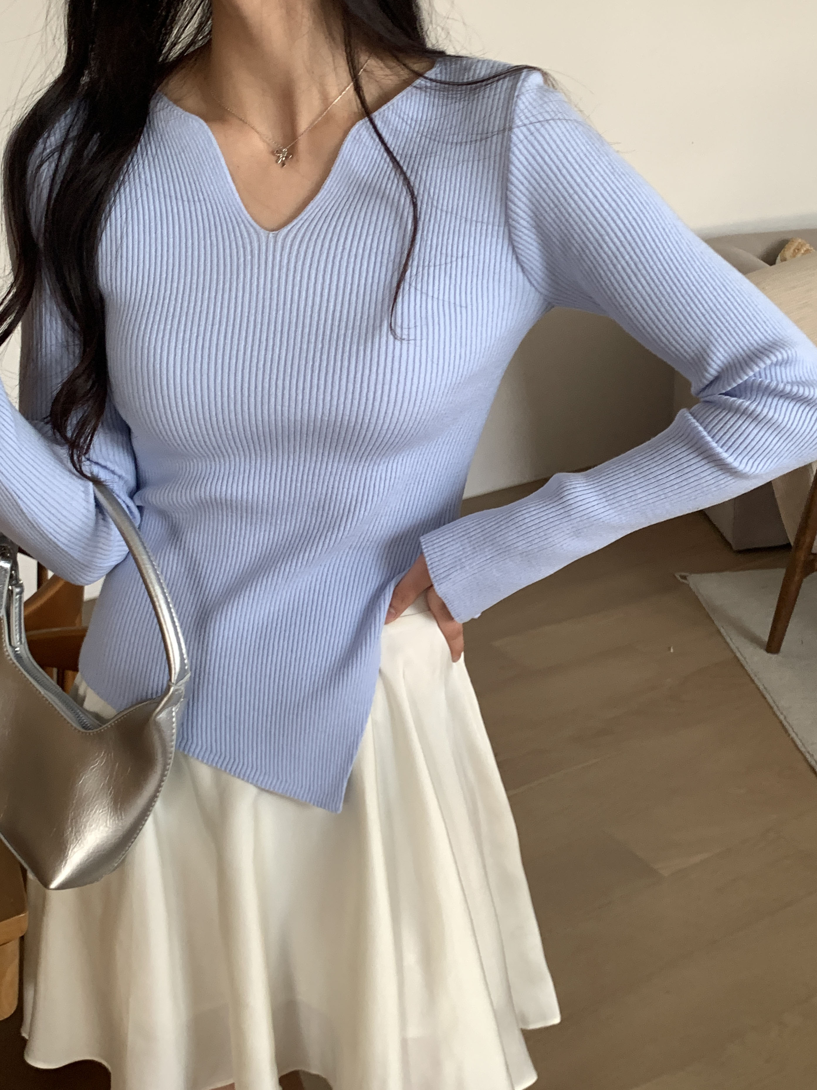 キーネックスリットリブニット | 詳細画像5