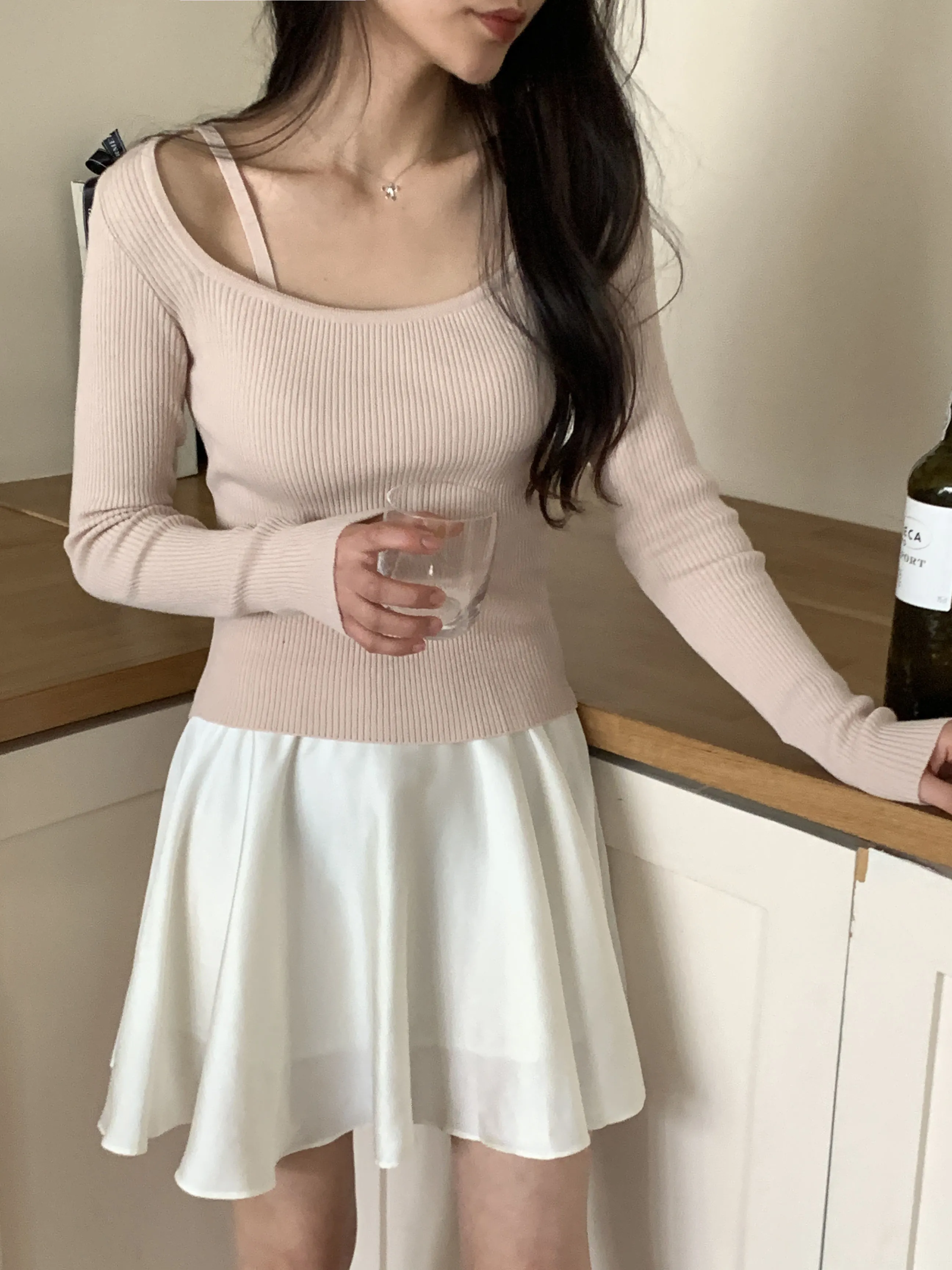 ストラップスクエアネックリブニット | 詳細画像1