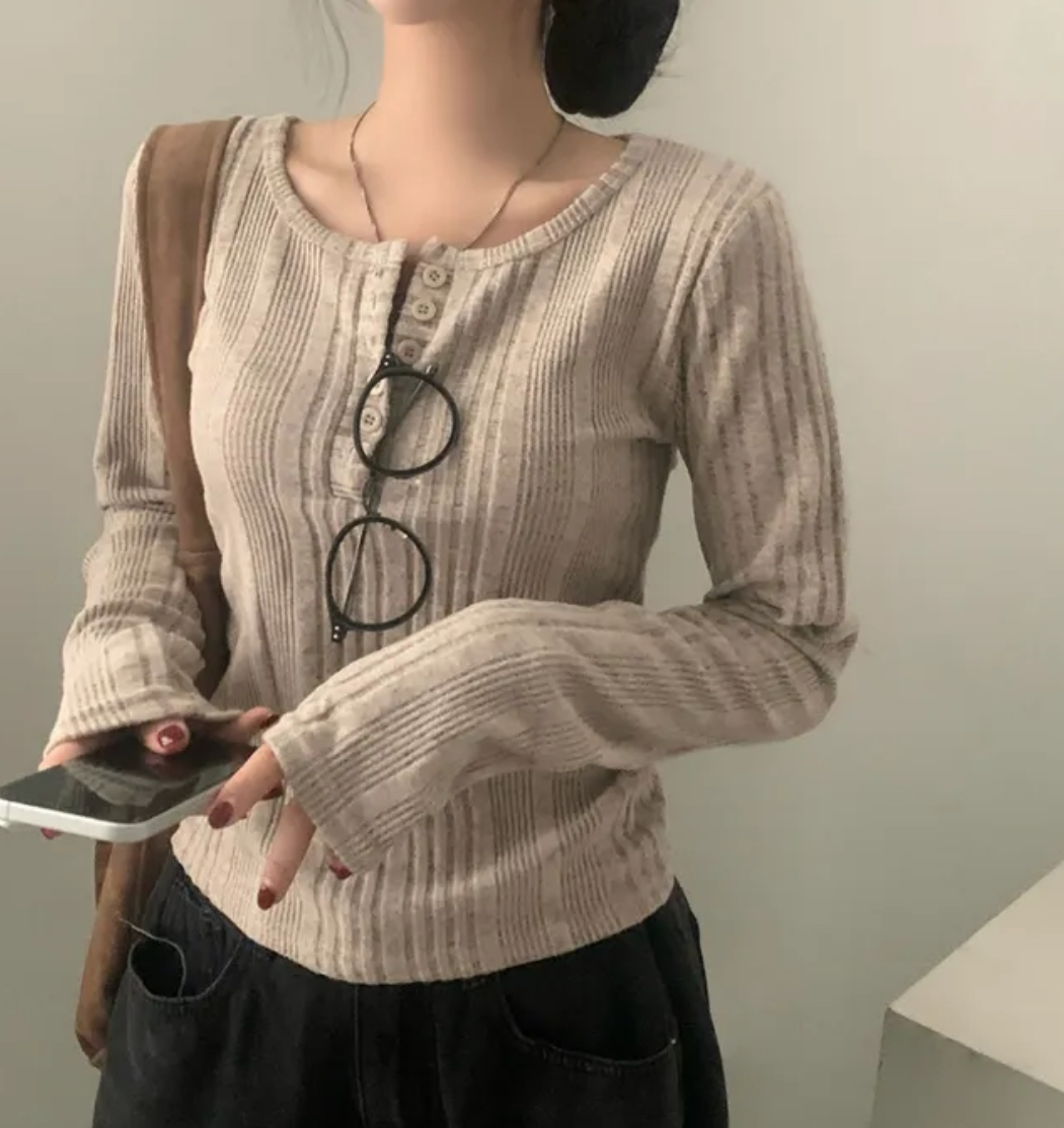 起毛ヘンリーネックリブTシャツ | 詳細画像2