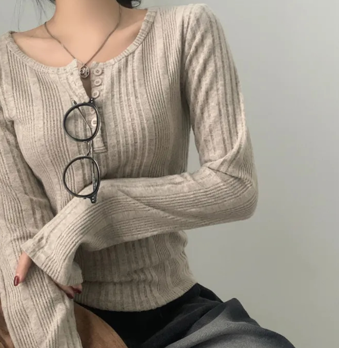 起毛ヘンリーネックリブTシャツ | 詳細画像3