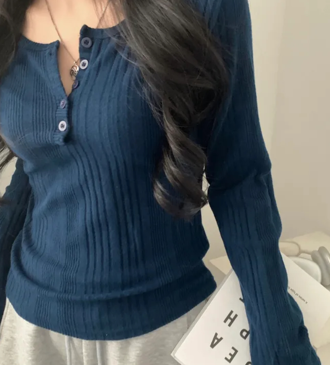 起毛ヘンリーネックリブTシャツ | 詳細画像5