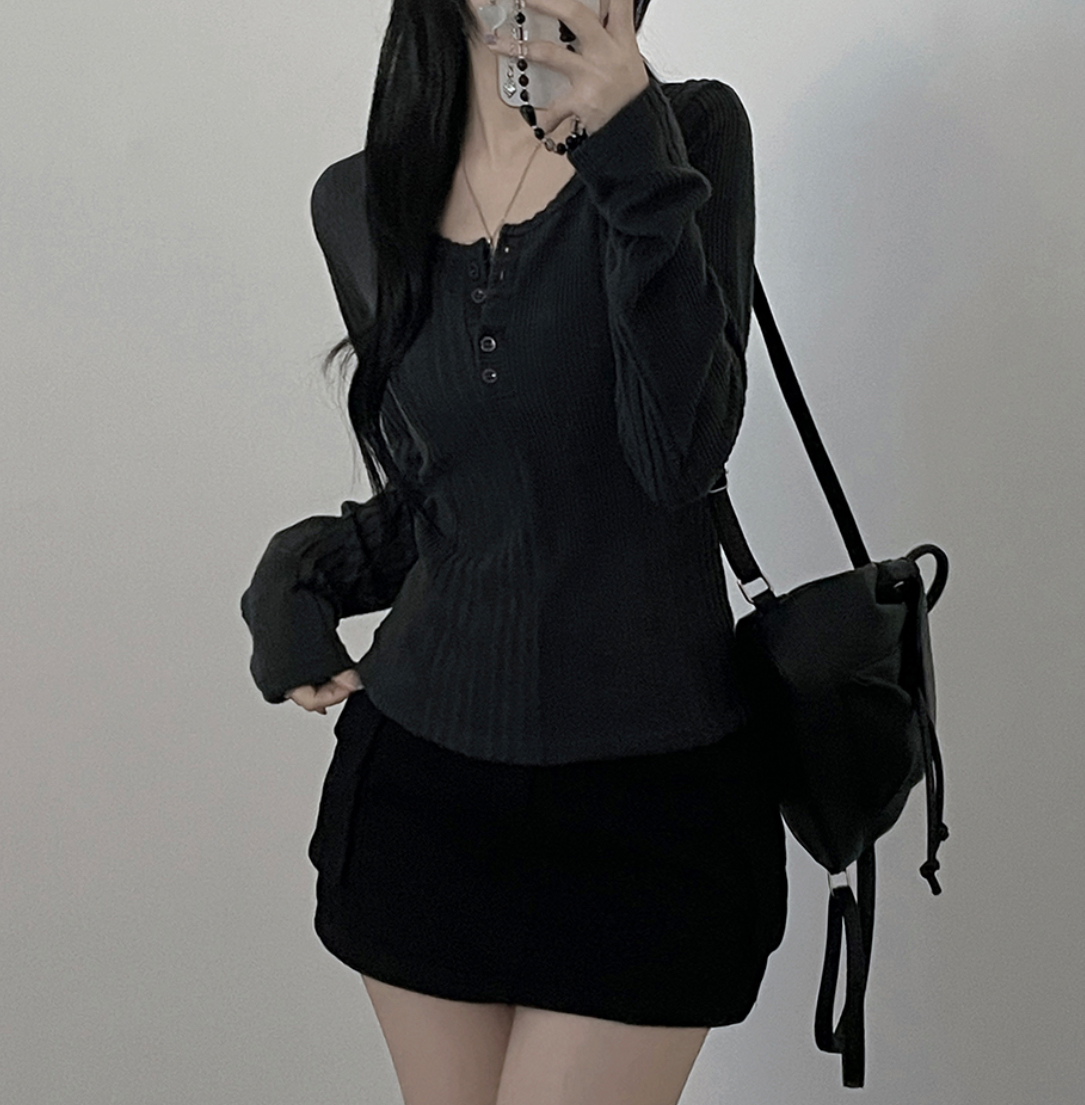 起毛ヘンリーネックリブTシャツ | 詳細画像8