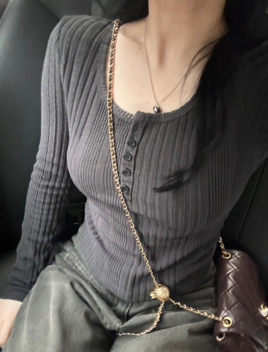 起毛ヘンリーネックリブTシャツ | 詳細画像9