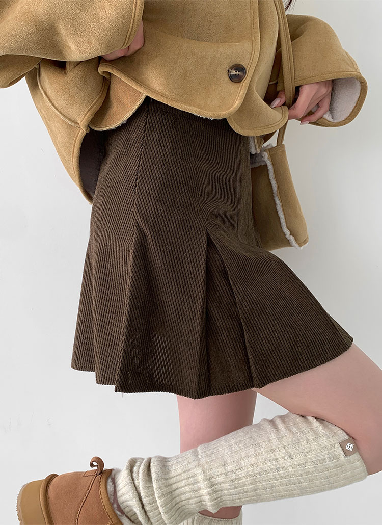 パンツ裏地コーデュロイボックスプリーツミニスカート | レディース