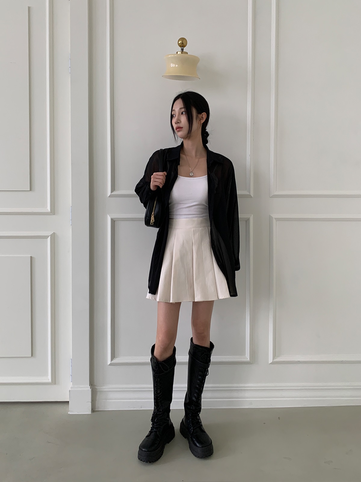 パンツ裏地ボックスプリーツミニスカート | 詳細画像13
