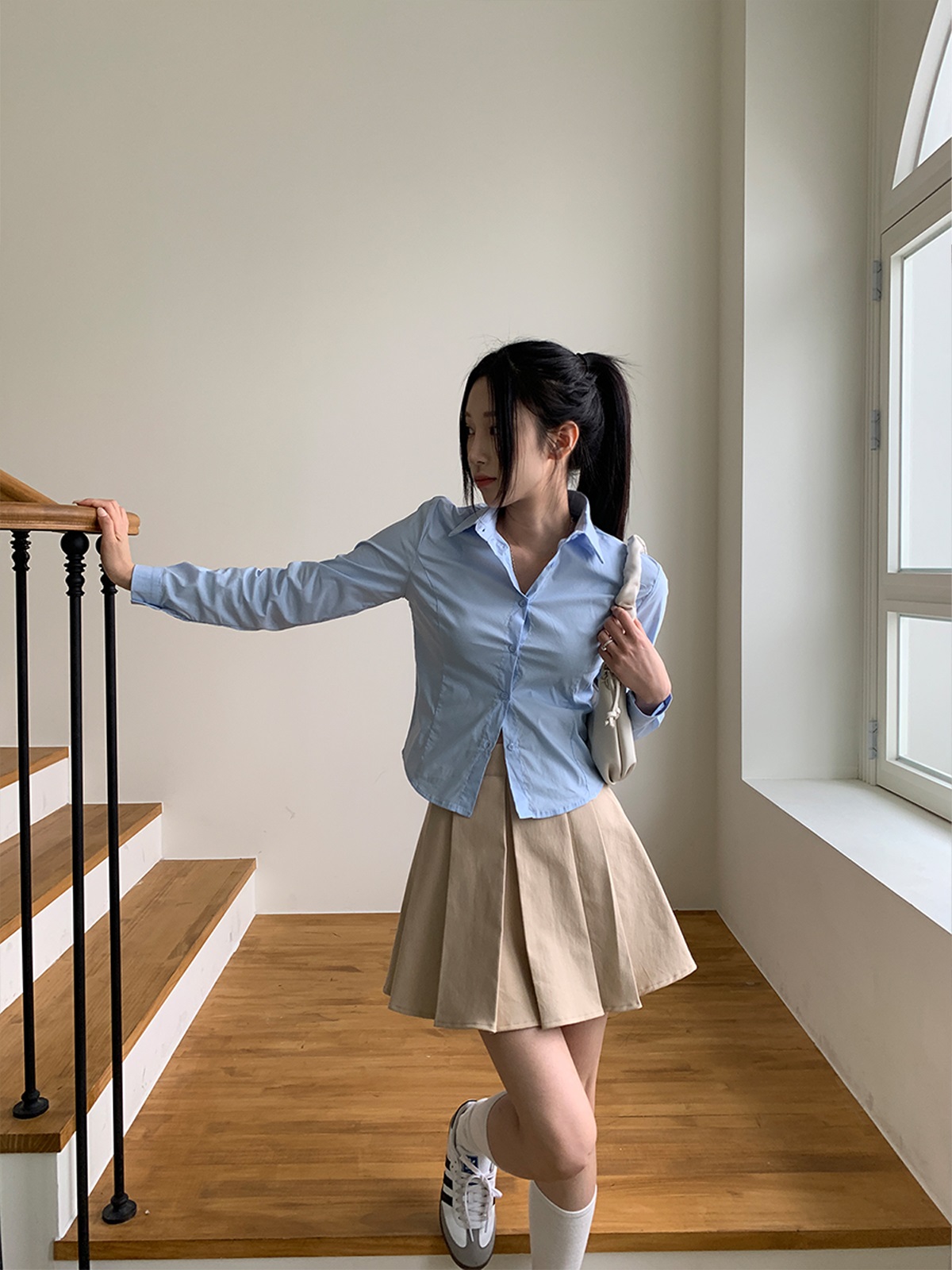 パンツ裏地ボックスプリーツミニスカート | 詳細画像5