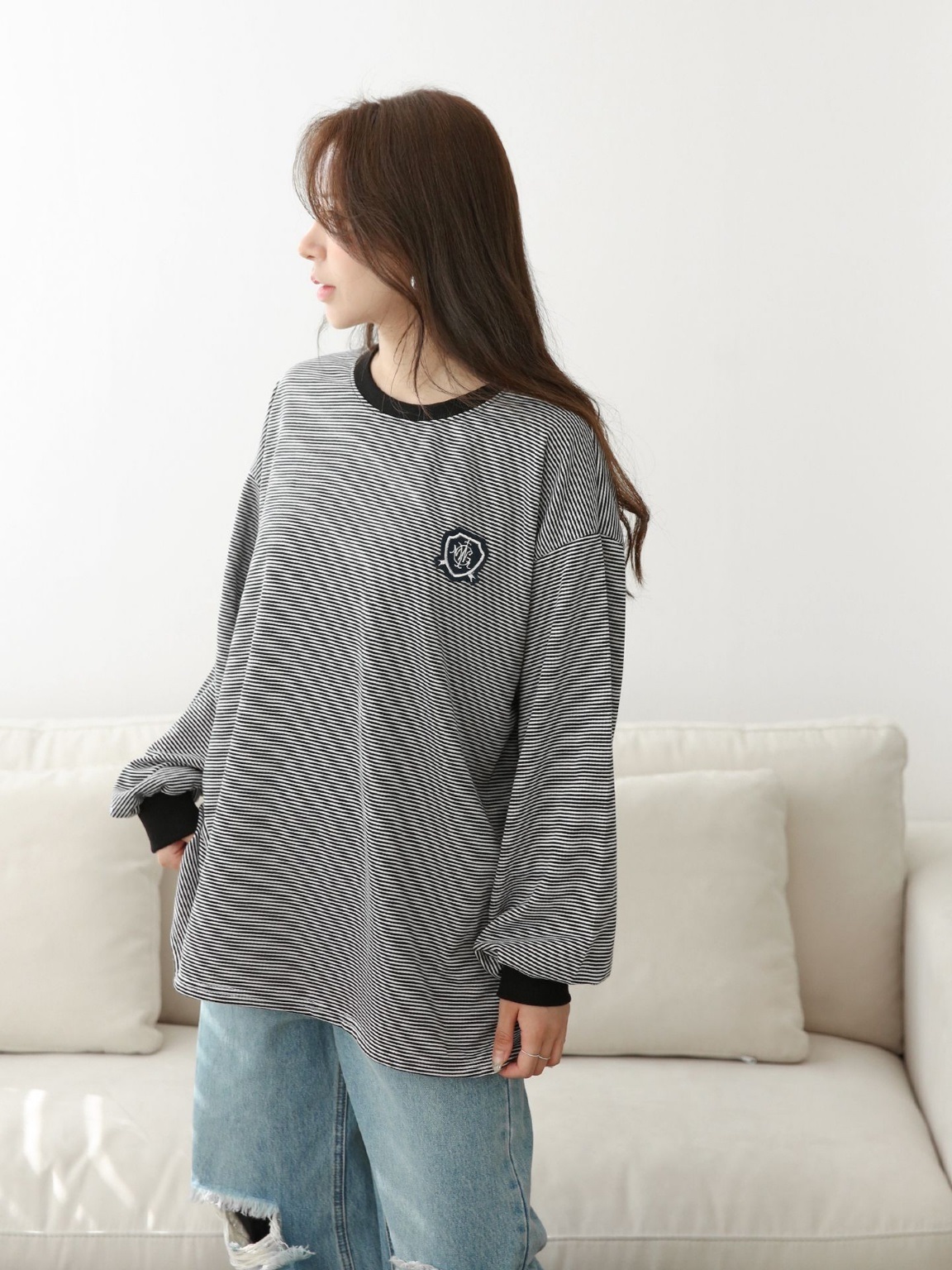 配色エンブレムボーダールーズTシャツ | 詳細画像2