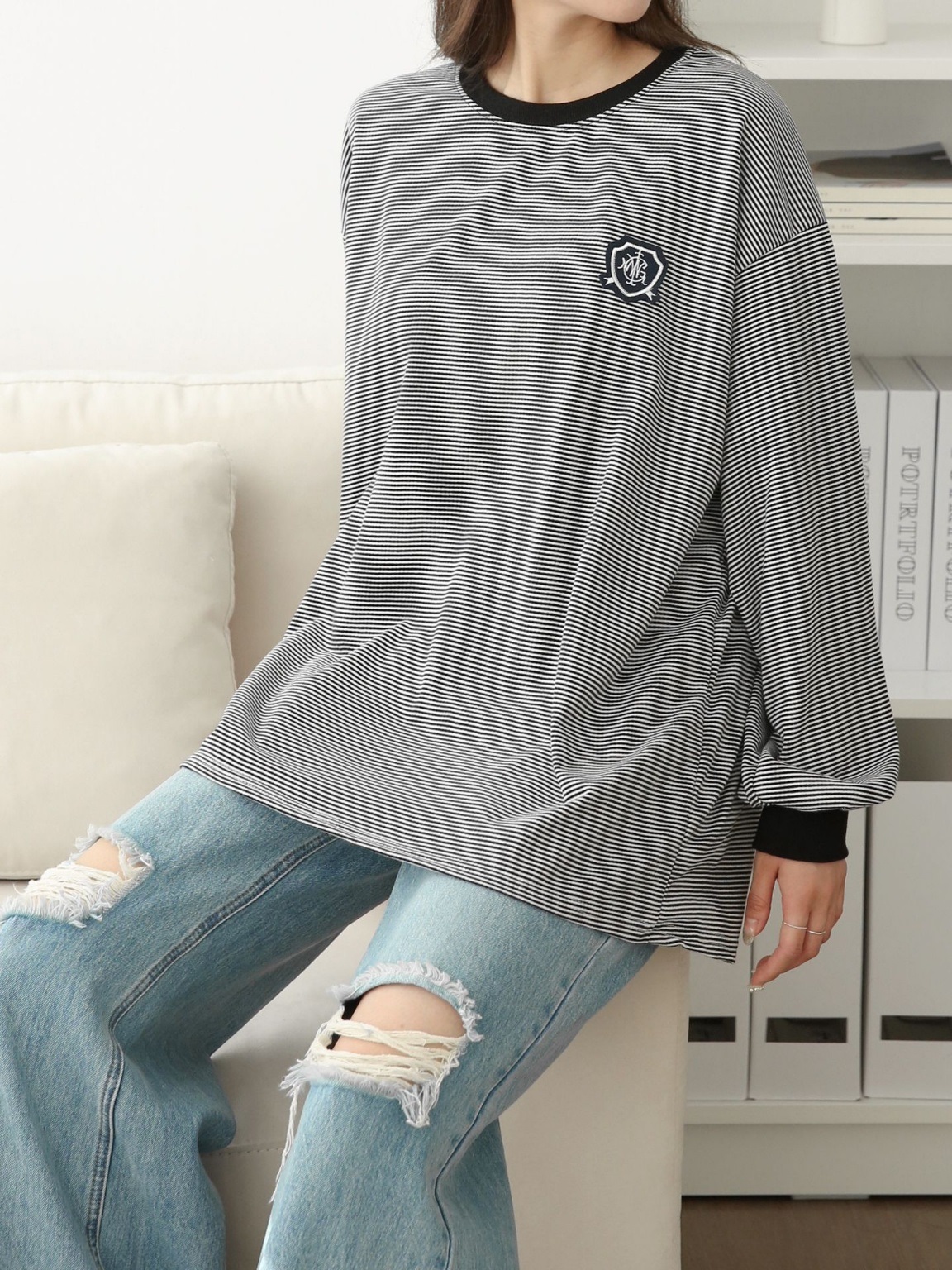 配色エンブレムボーダールーズTシャツ | 詳細画像11