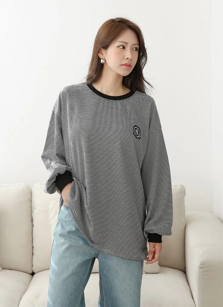 配色エンブレムボーダールーズTシャツ | 詳細画像1
