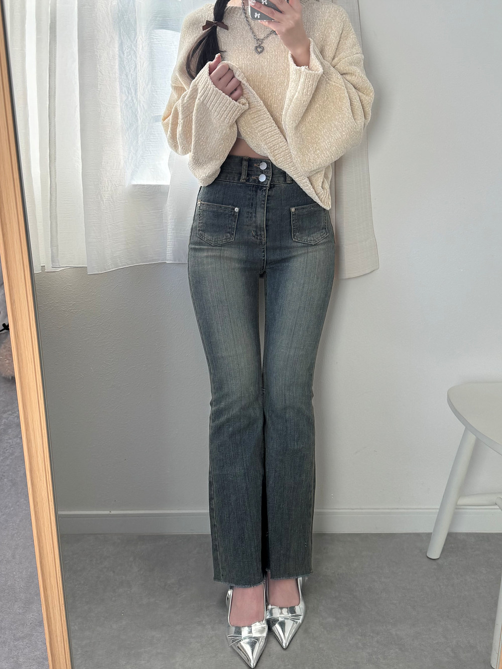 ツーボタンポケットフレアデニムパンツ | 詳細画像14