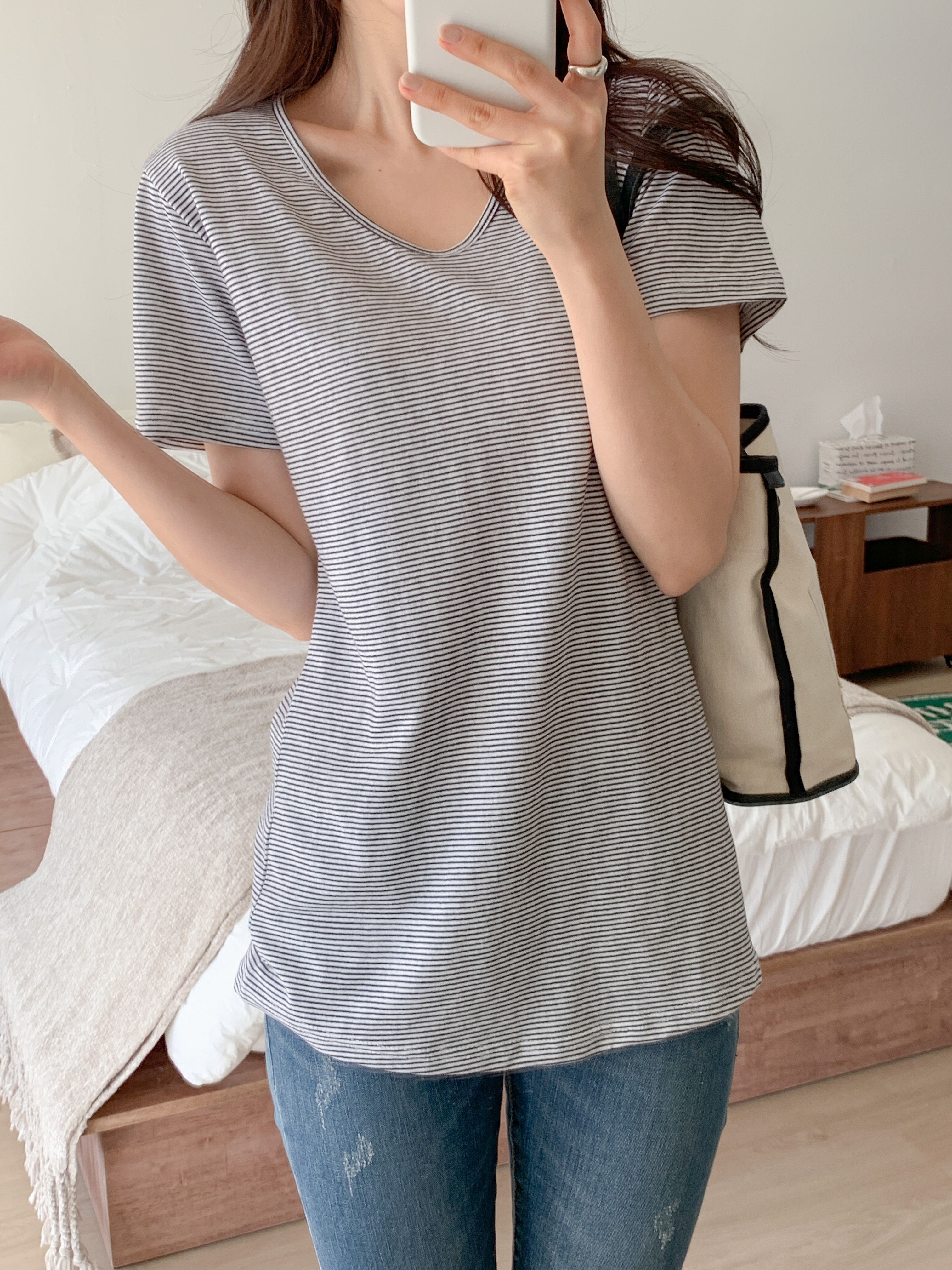 Vネックボーダー半袖Tシャツ | 詳細画像5