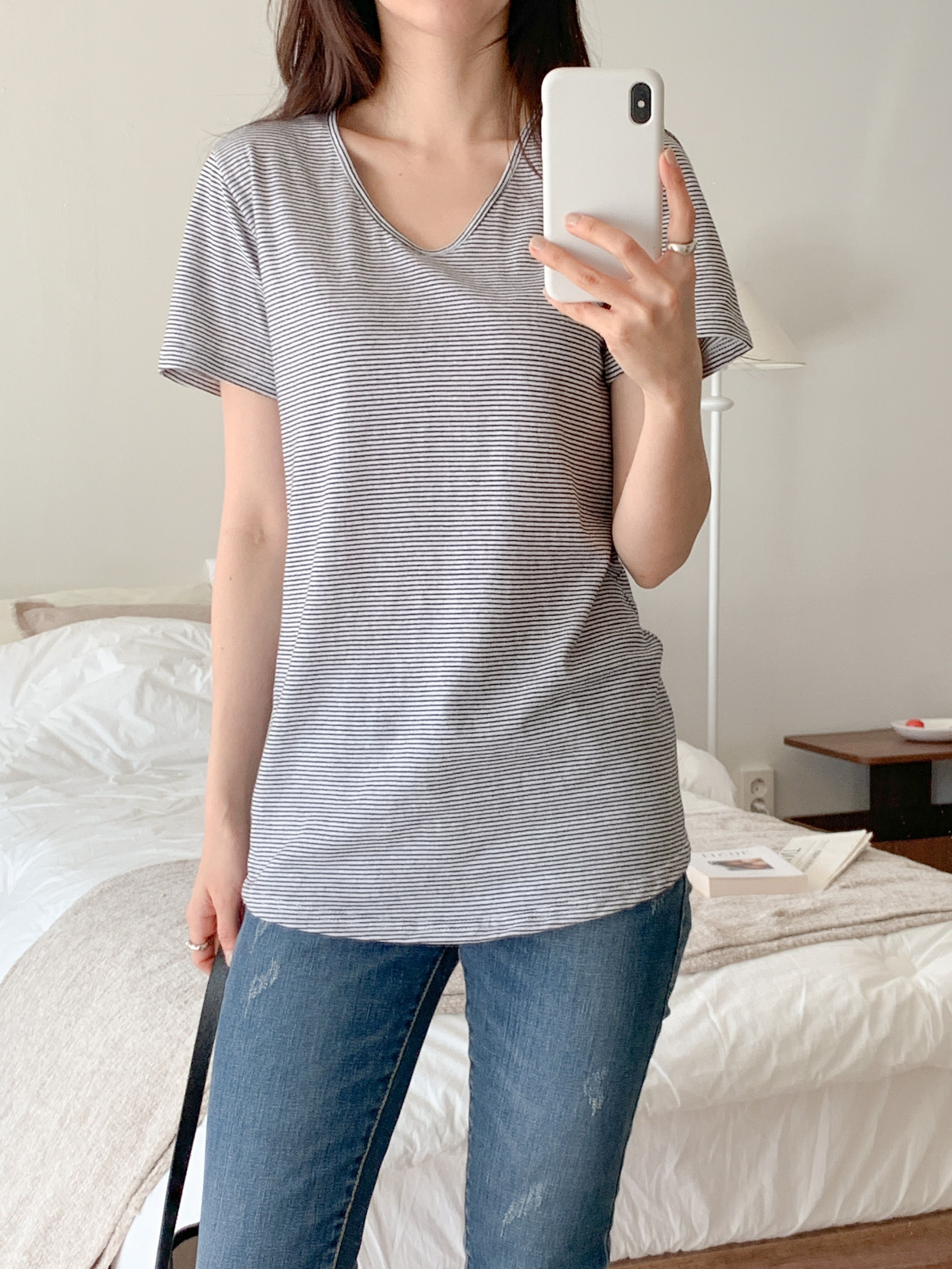Vネックボーダー半袖Tシャツ | 詳細画像11