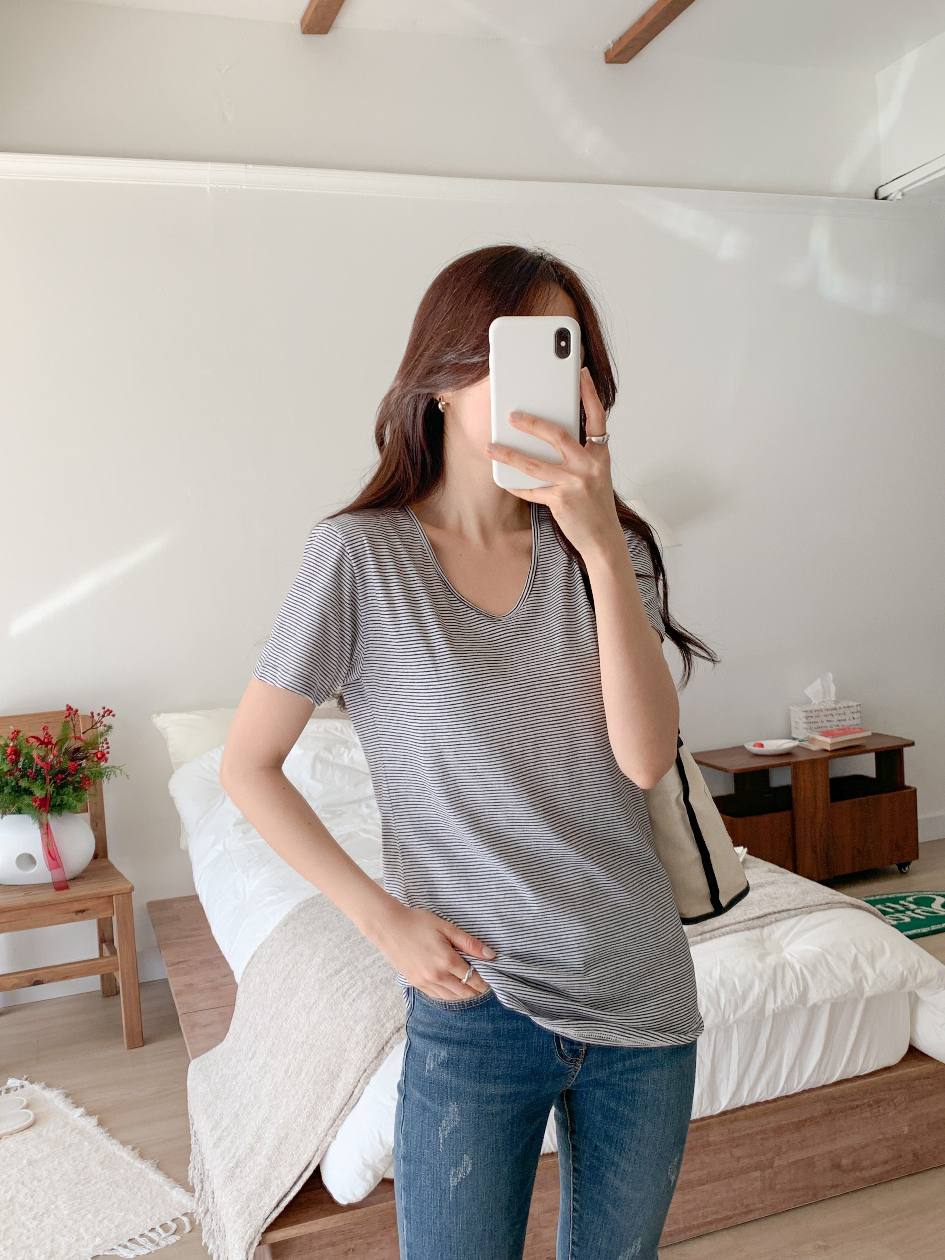 Vネックボーダー半袖Tシャツ | 詳細画像14