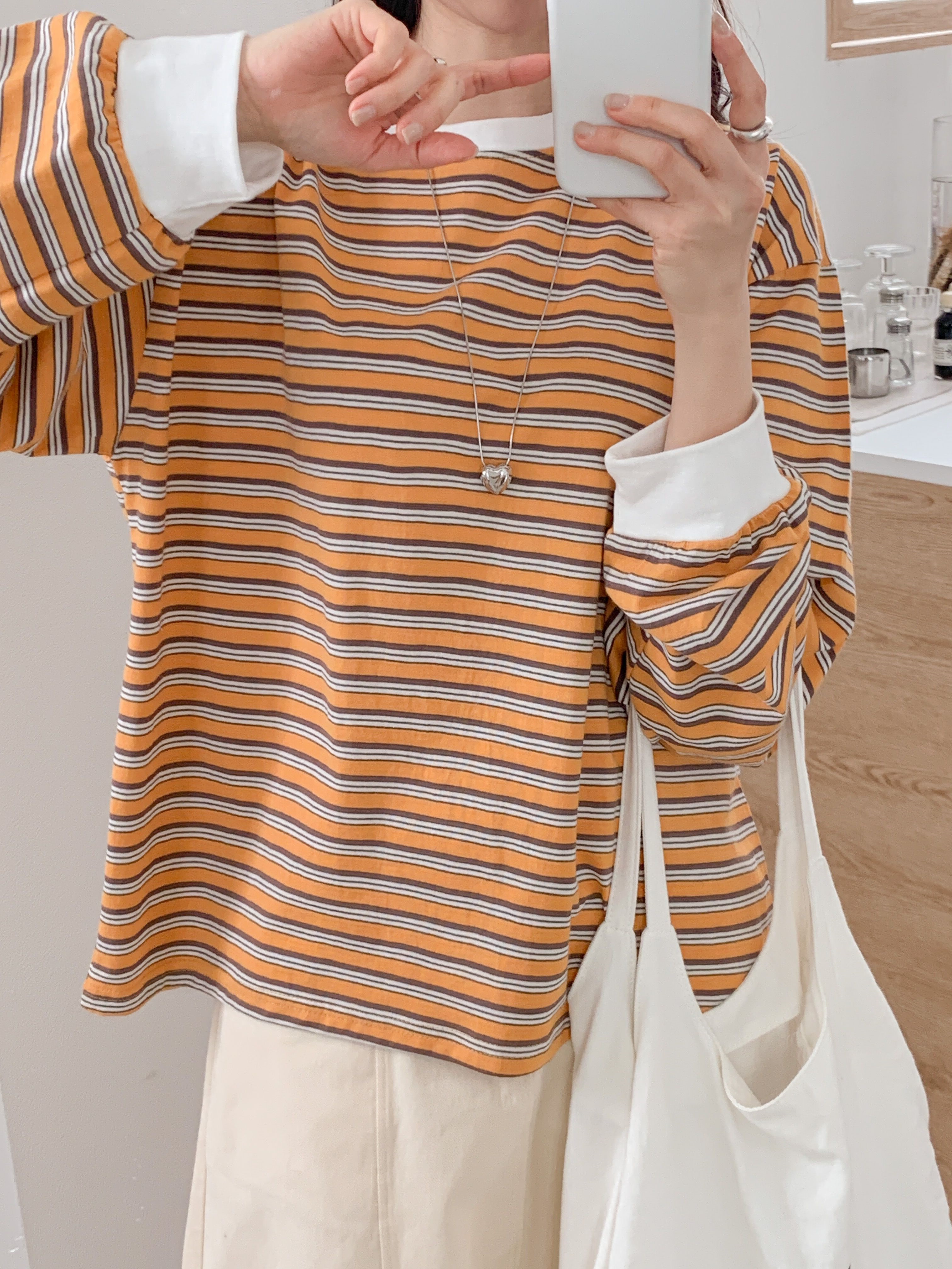 配色マルチボーダーボクシーTシャツ | 詳細画像3