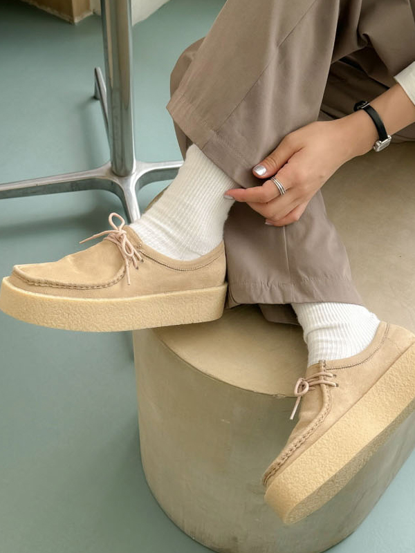 スエード調スクエアトゥ厚底ローファー | レディースファッション通販