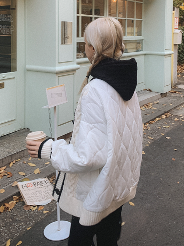 キルティング配色Vネックケーブルカーディガン | 詳細画像8