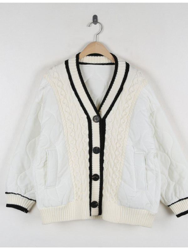 キルティング配色Vネックケーブルカーディガン | 詳細画像10