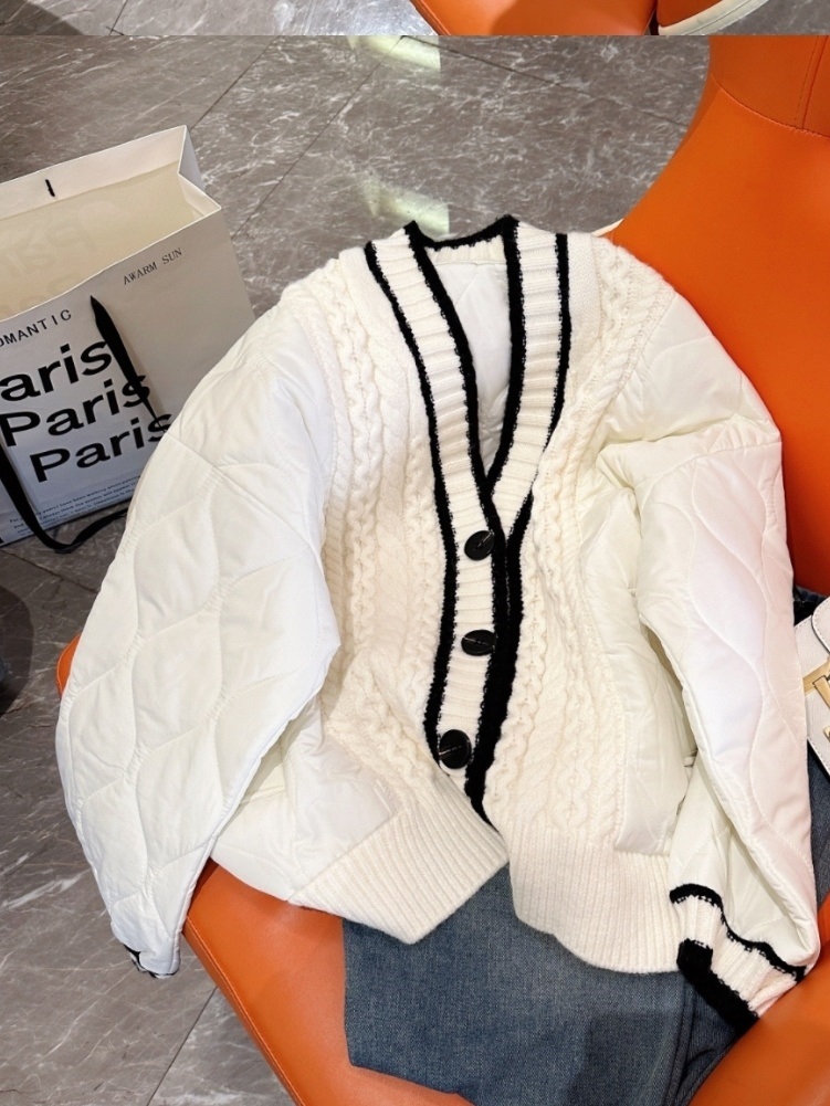 キルティング配色Vネックケーブルカーディガン | 詳細画像12