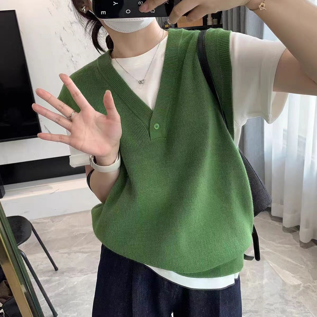 ワンボタンVネックニットベスト | 詳細画像6