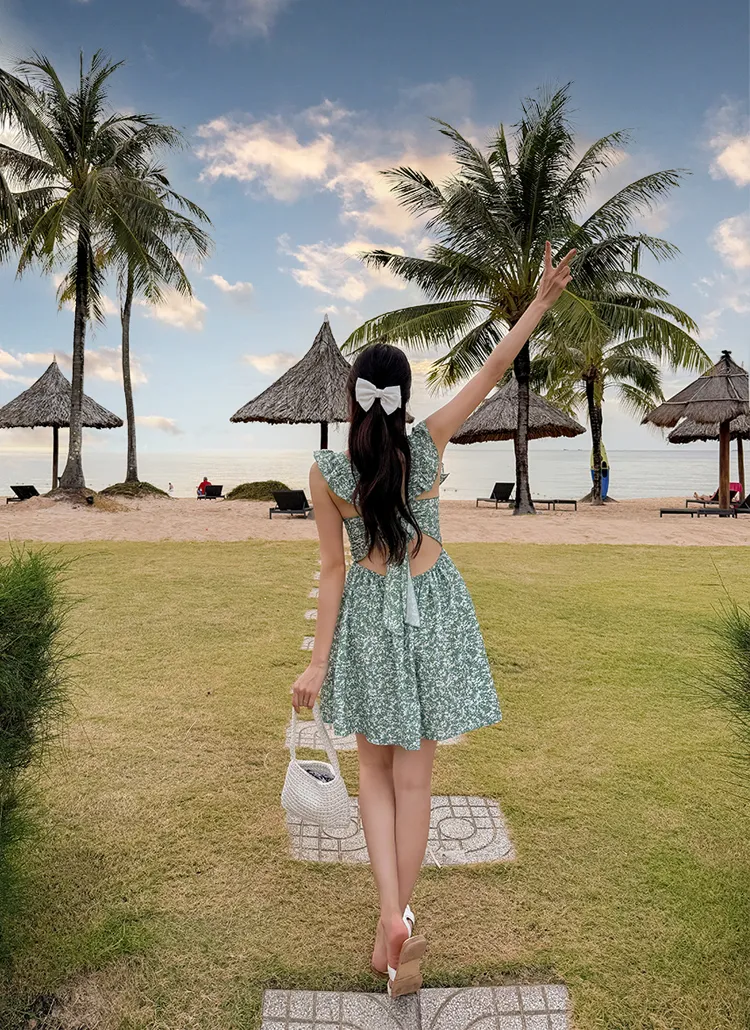バックカットリボンフラワーワンピース | vivaluv | 詳細画像1