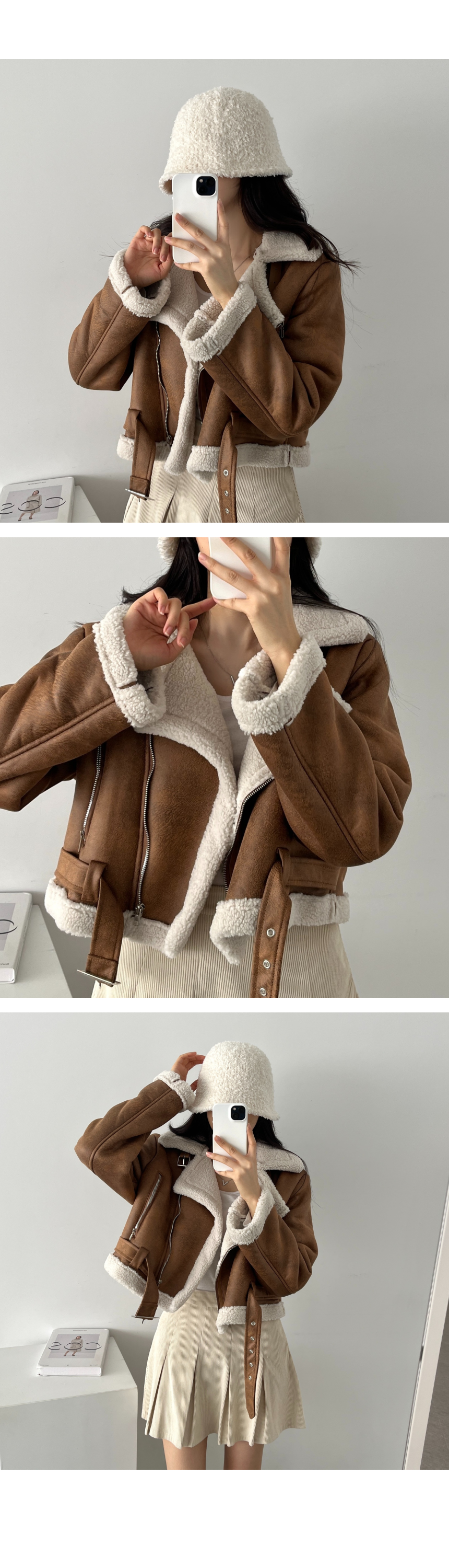 ベルトムートン調ライダースジャケット | 詳細画像5