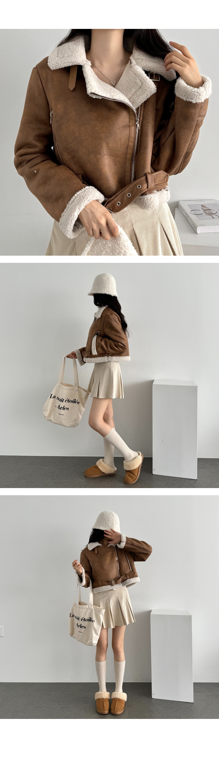 ベルトムートン調ライダースジャケット | 詳細画像4