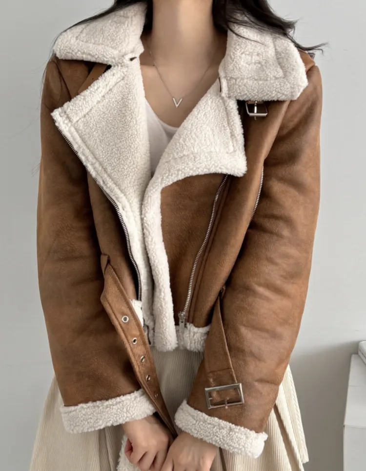 ベルトムートン調ライダースジャケット | 詳細画像1