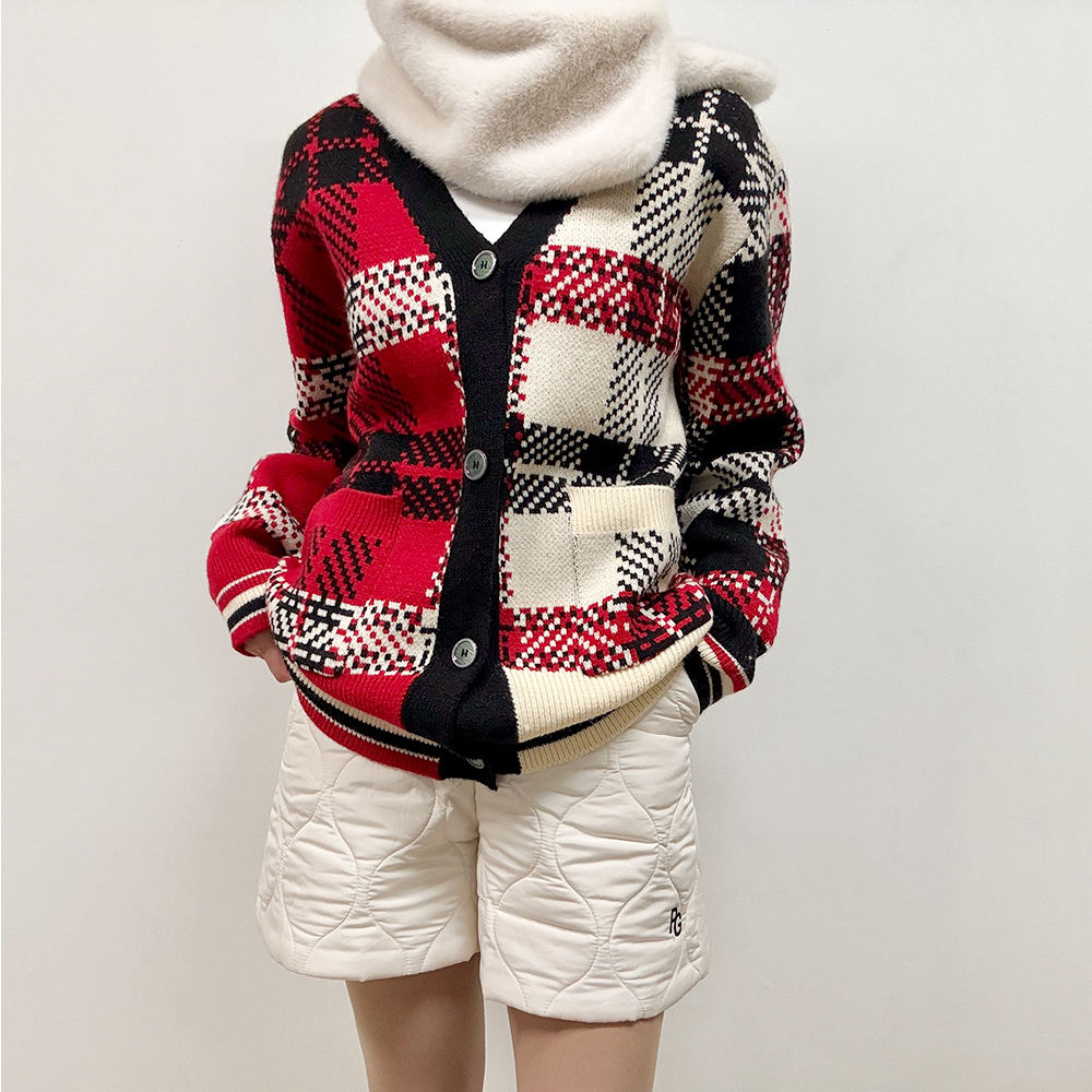 レッドチェックカーディガン | レディースファッション通販 - DHOLIC