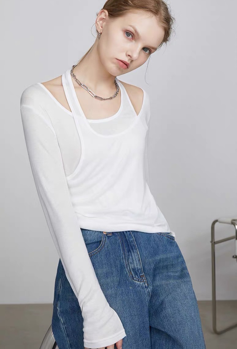 2WAYホルターネックレイヤード風Tシャツ | 詳細画像3