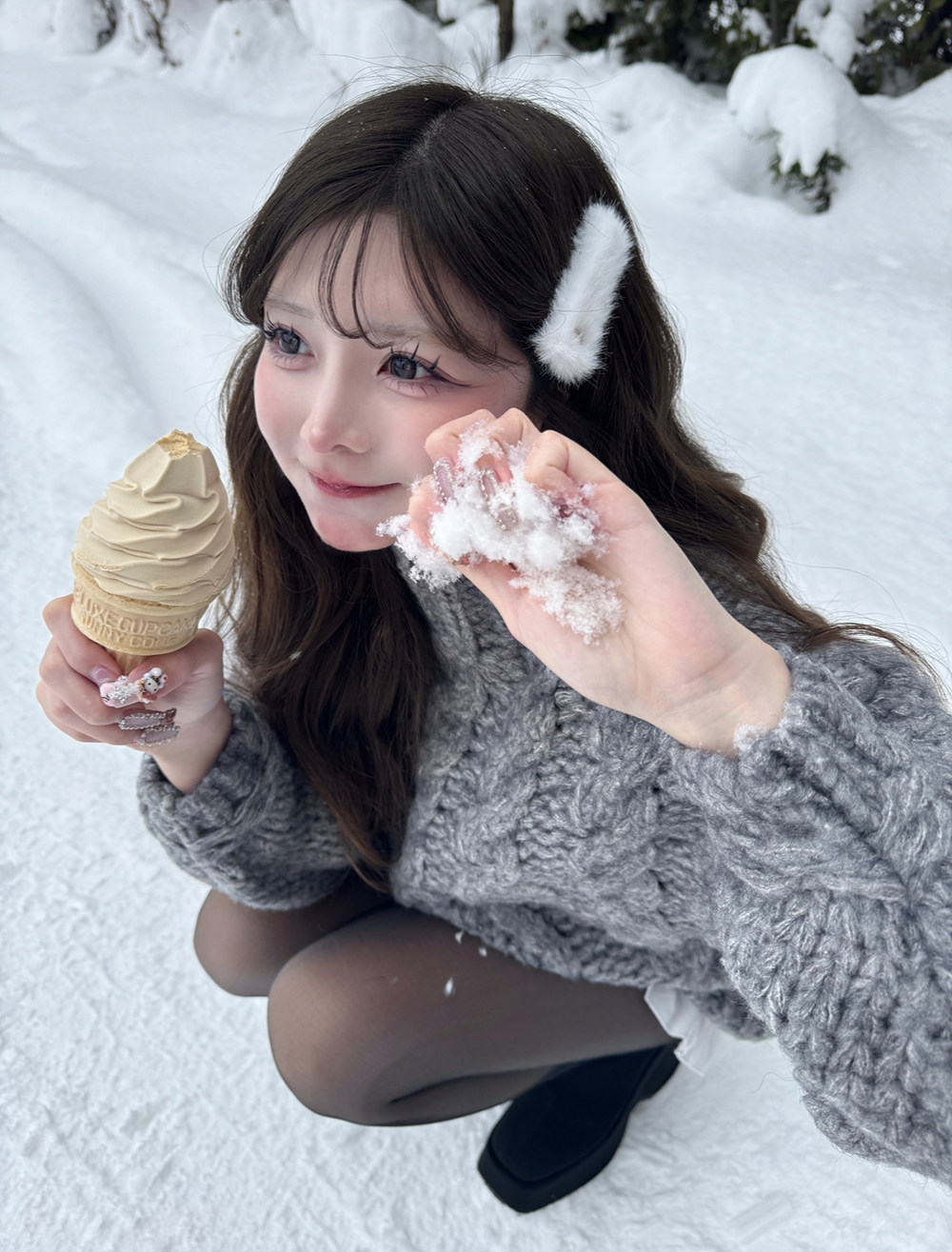 ウール混ケーブルロングニット | 詳細画像4