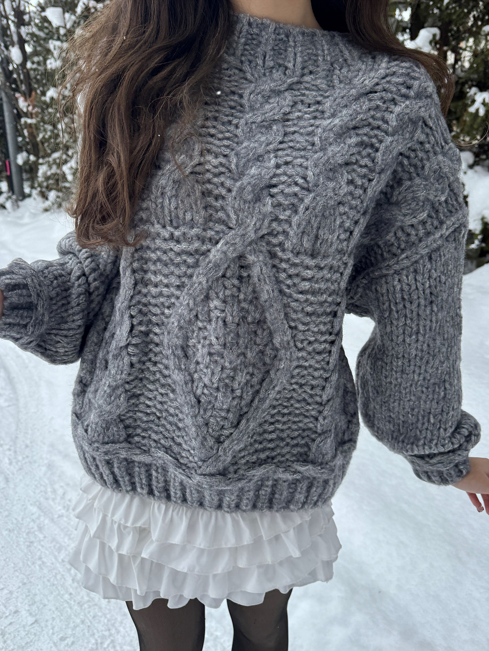 ウール混ケーブルロングニット | 詳細画像10