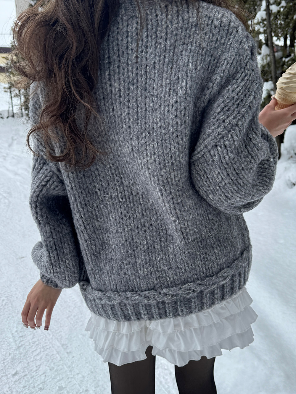 ウール混ケーブルロングニット | 詳細画像11