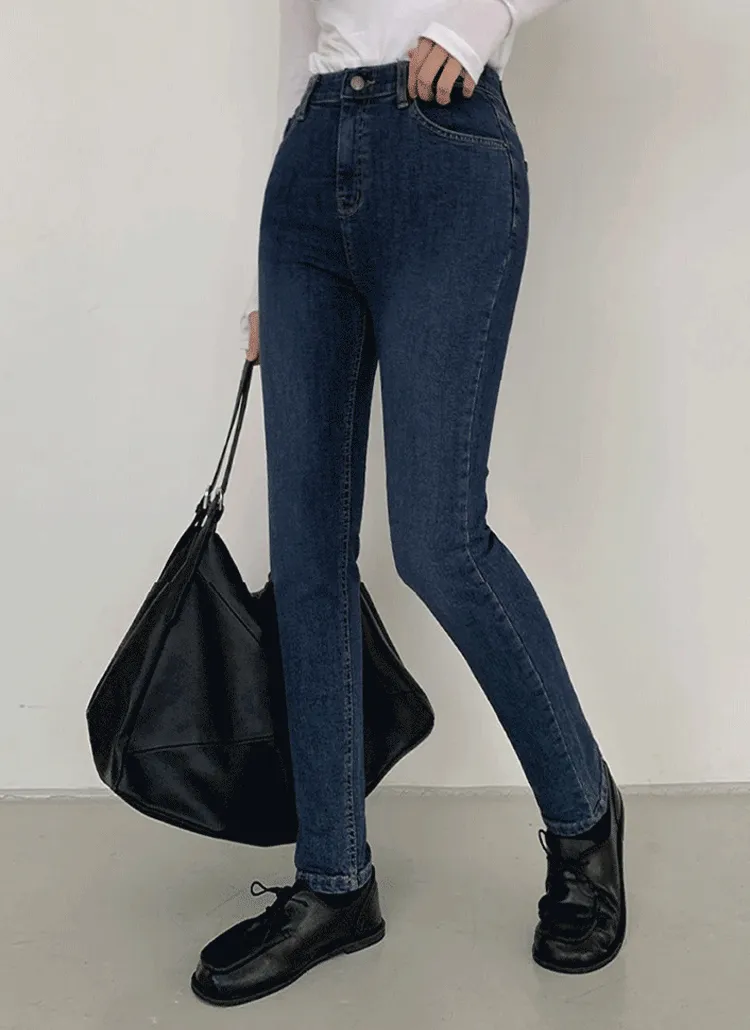 裏起毛スリムシークレットゴムストレートデニムパンツ | hotping | 詳細画像1