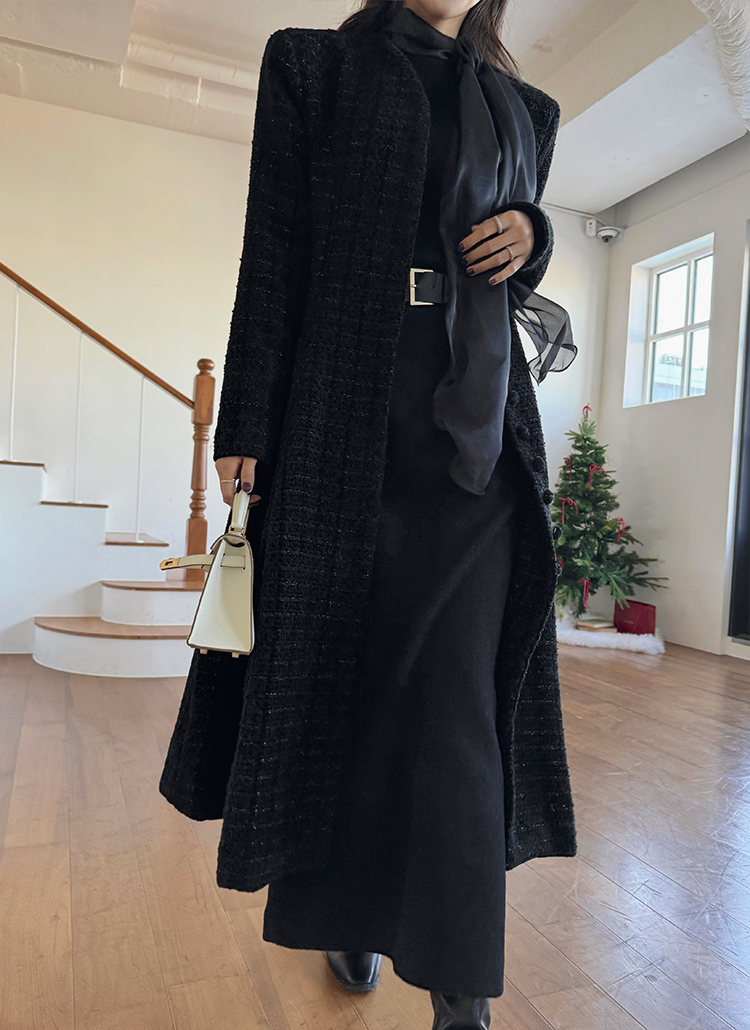 くるみボタンツイードフレアコート | レディースファッション