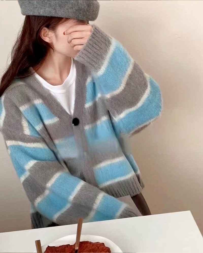 Vネックボーダーソフトカーディガン | 詳細画像7