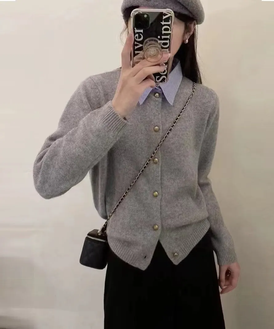 ストライプシャツレイヤードカーディガン | 詳細画像1