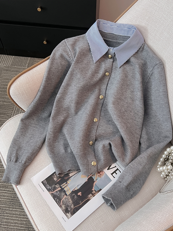 ストライプシャツレイヤードカーディガン | 詳細画像11