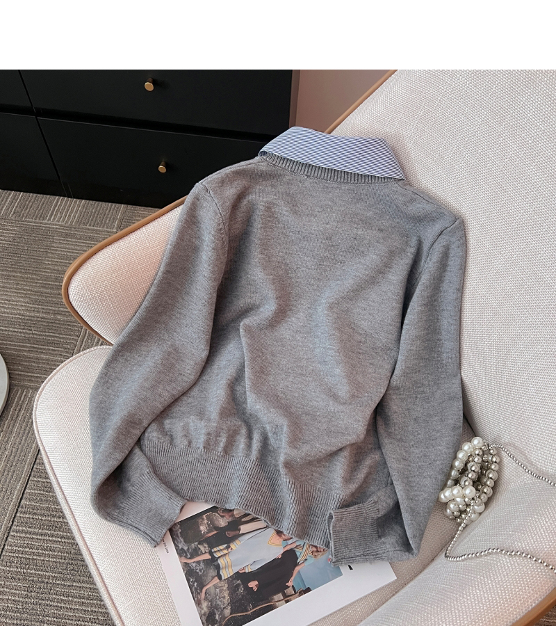 ストライプシャツレイヤードカーディガン | 詳細画像12