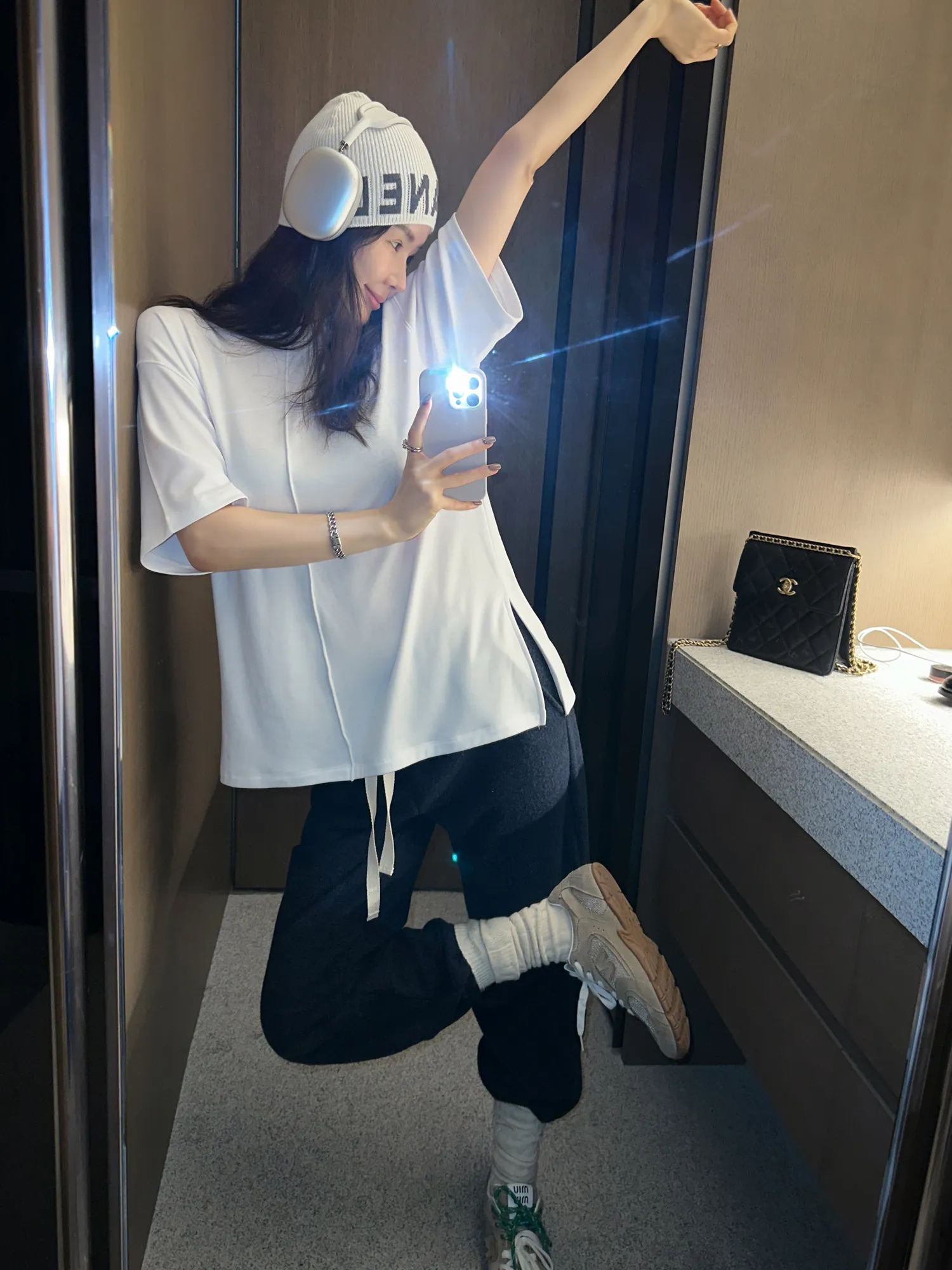 裏起毛センターラインスリット半袖Tシャツ | partysu | 詳細画像1
