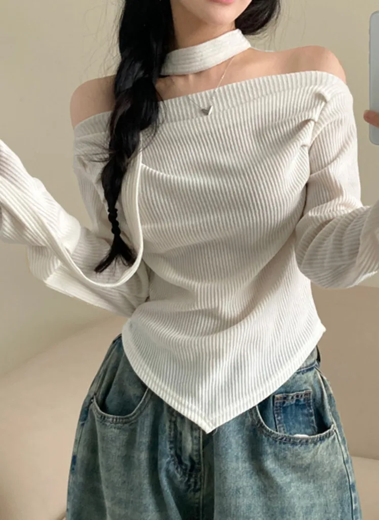 ストラップ付アンバランスオフショルTシャツ | creamsugar | 詳細画像1