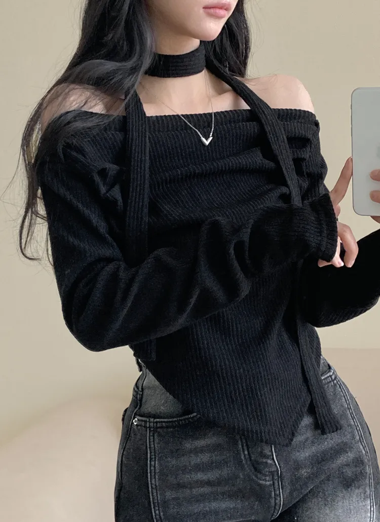 ストラップ付アンバランスオフショルTシャツ | creamsugar | 詳細画像6
