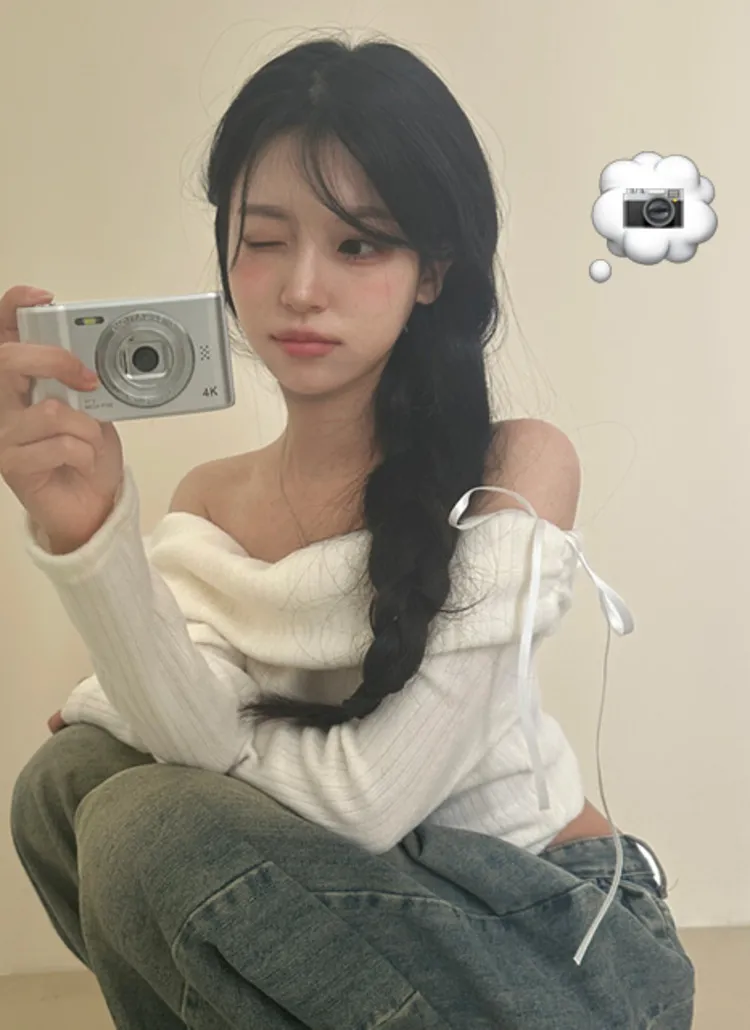 起毛リボンオフショルTシャツ | creamsugar | 詳細画像1