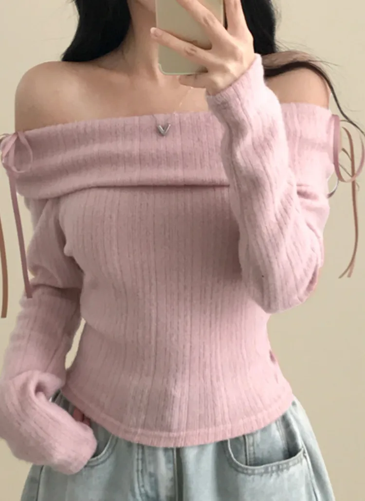 起毛リボンオフショルTシャツ | creamsugar | 詳細画像3