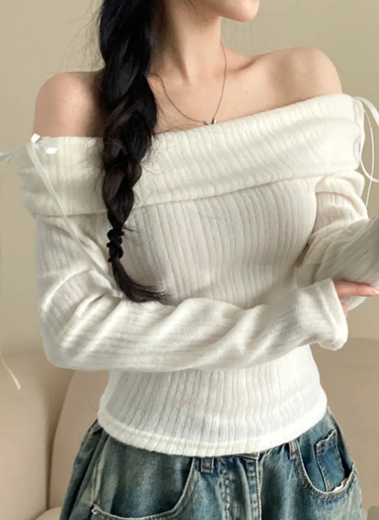 起毛リボンオフショルTシャツ | creamsugar | 詳細画像4