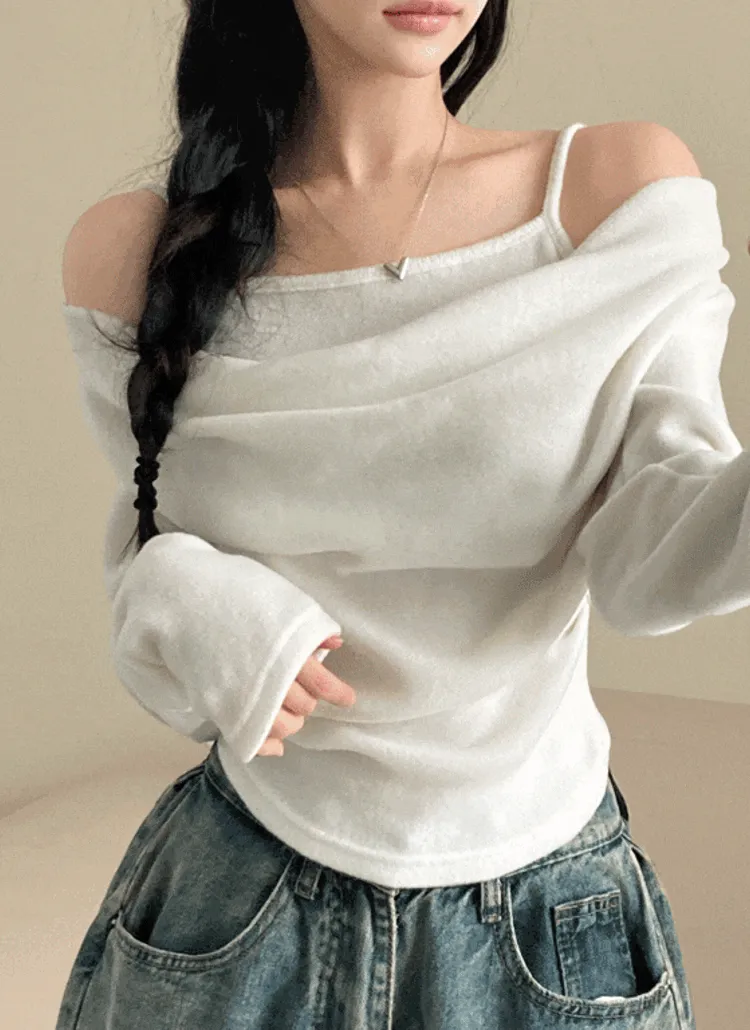 起毛レイヤードオフショルTシャツ | creamsugar | 詳細画像1