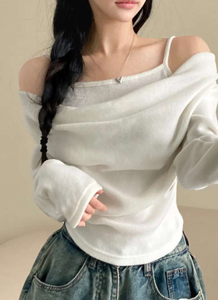 起毛レイヤードオフショルTシャツ | creamsugar | 詳細画像1