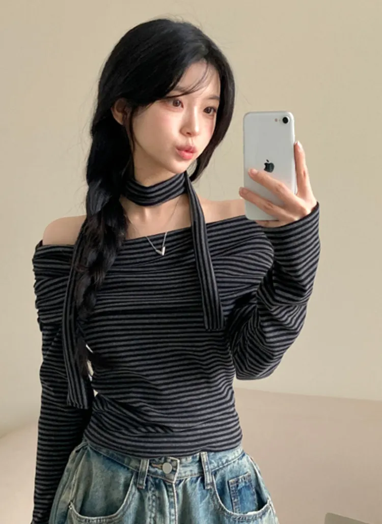 ストラップ付ボーダーオフショルTシャツ | creamsugar | 詳細画像3