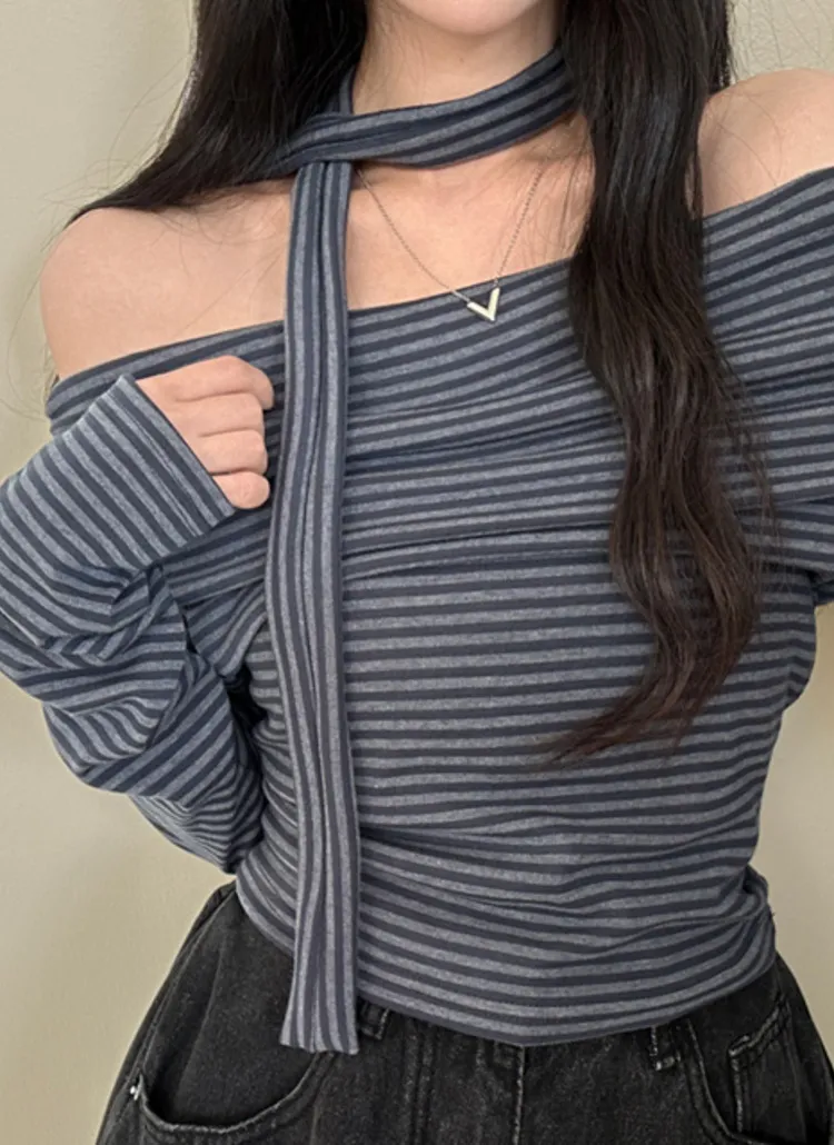 ストラップ付ボーダーオフショルTシャツ | creamsugar | 詳細画像4