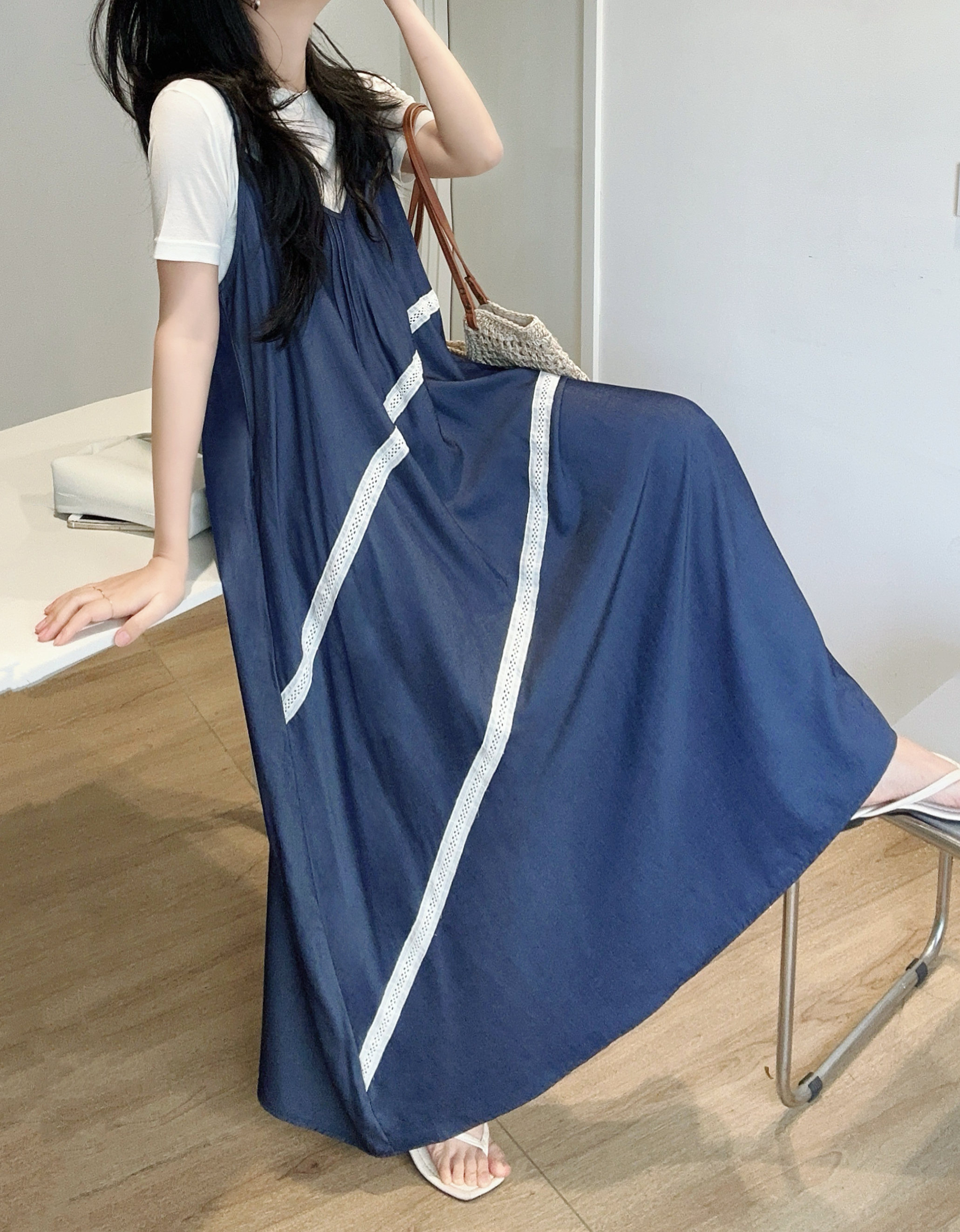 アンバランスレースデニムキャミワンピース | 詳細画像8
